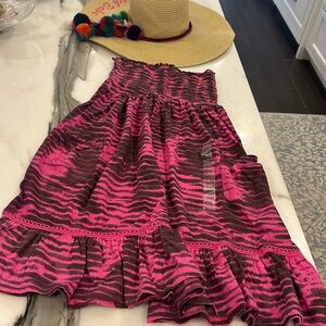 DKNY Pink & Brown Strapless Sun/Beach Dress-sz S-NWT